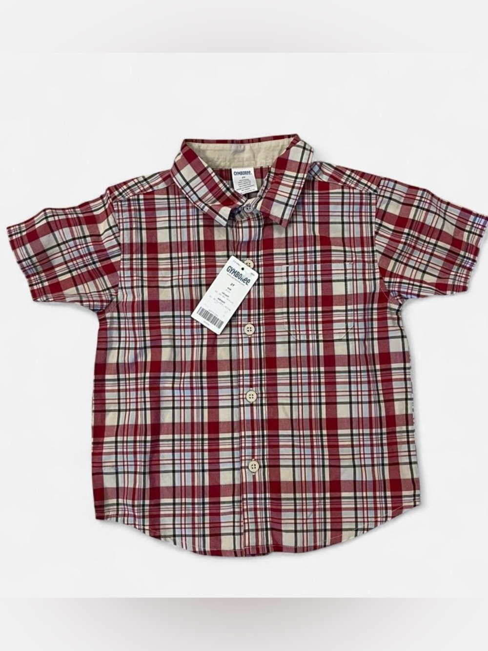 NWT Vintage Gymboree Boys Red Plaid Short Sleeve Shirt